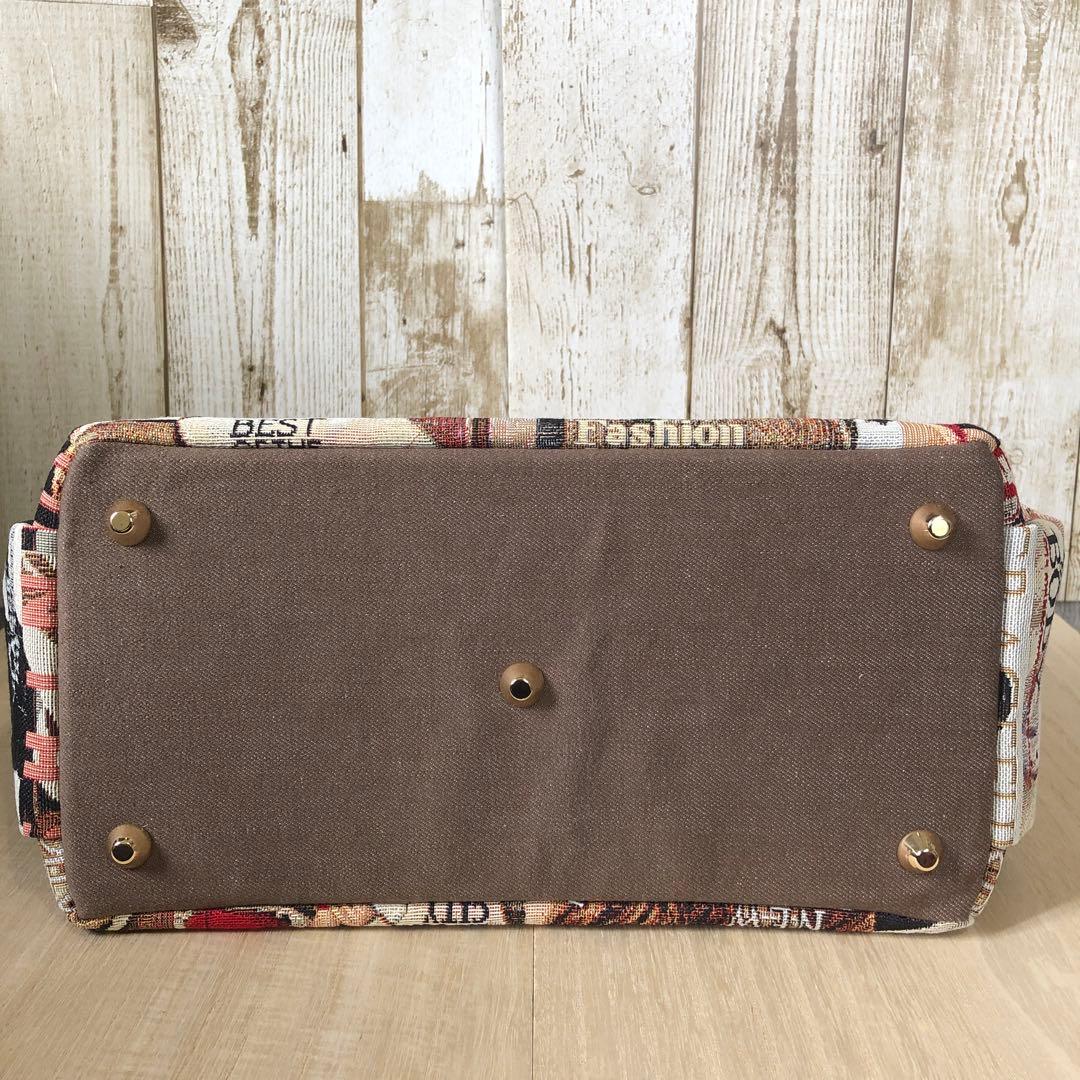 bebe✻y　トートバッグ　ハンドメイド　ブラウン×レッド【新品デニム】