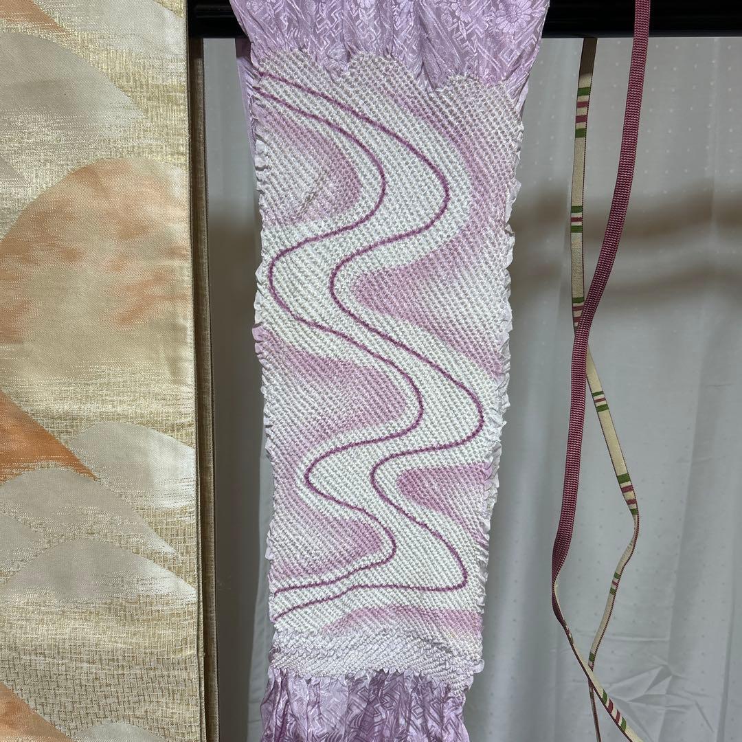 未使用近い　美品　袷　正絹　大島紬　白大島　フルセット　西陣袋帯