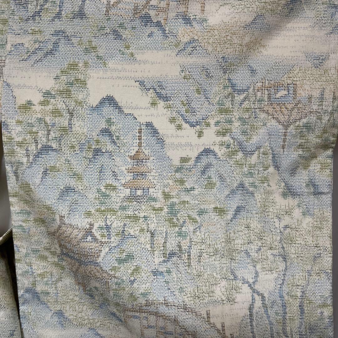 未使用近い　美品　袷　正絹　大島紬　白大島　フルセット　西陣袋帯