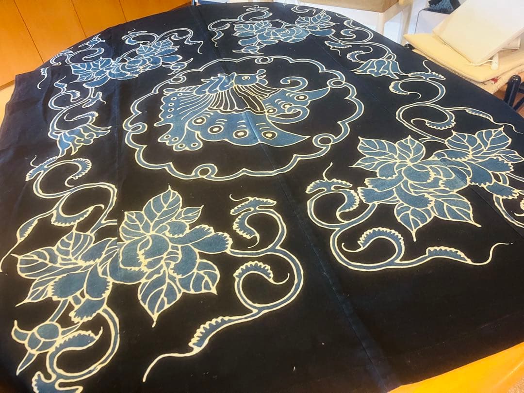 明治時代の筒描　揚羽蝶✴︎藍染タペストリー