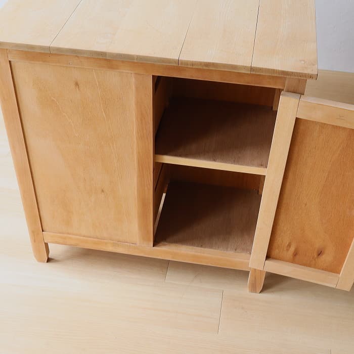 アンティーク タモ材 無塗装 片袖机 レトロ 無垢材 デスク 古家具