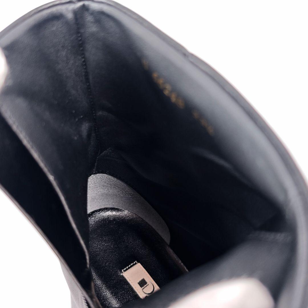 ダイアナ スクエアトゥ サイドジップブーツ 23.5 ミドル丈チャンキーヒール