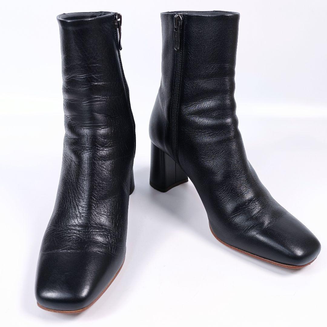 ダイアナ スクエアトゥ サイドジップブーツ 23.5 ミドル丈チャンキーヒール