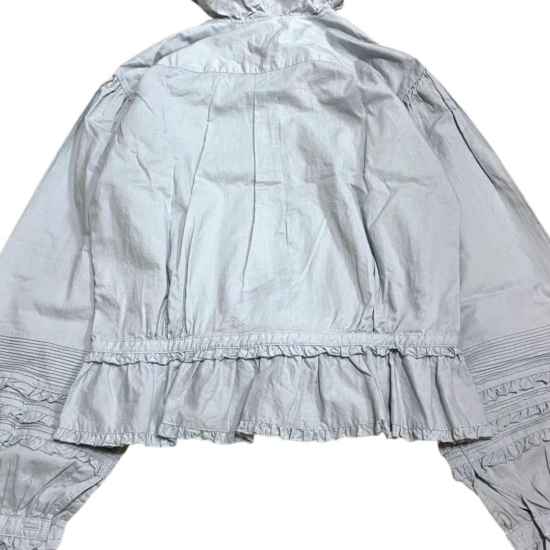 ピンクハウス　オーバーブラウス　ピコフリル　リボン　ピンタック　フード付き