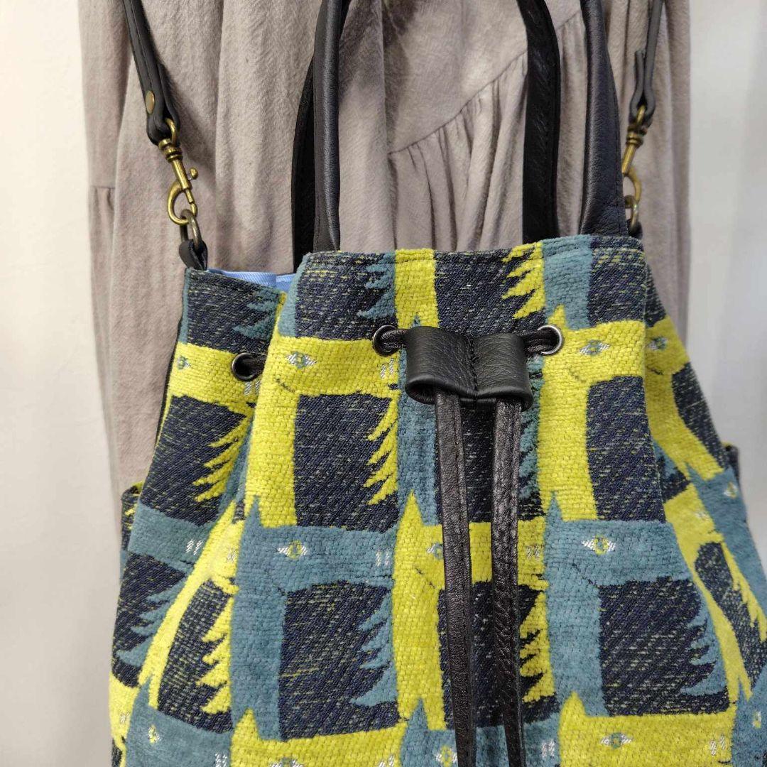 ミナペルホネン/thoroughbredサラブレットネイビー/巾着Lサイズ