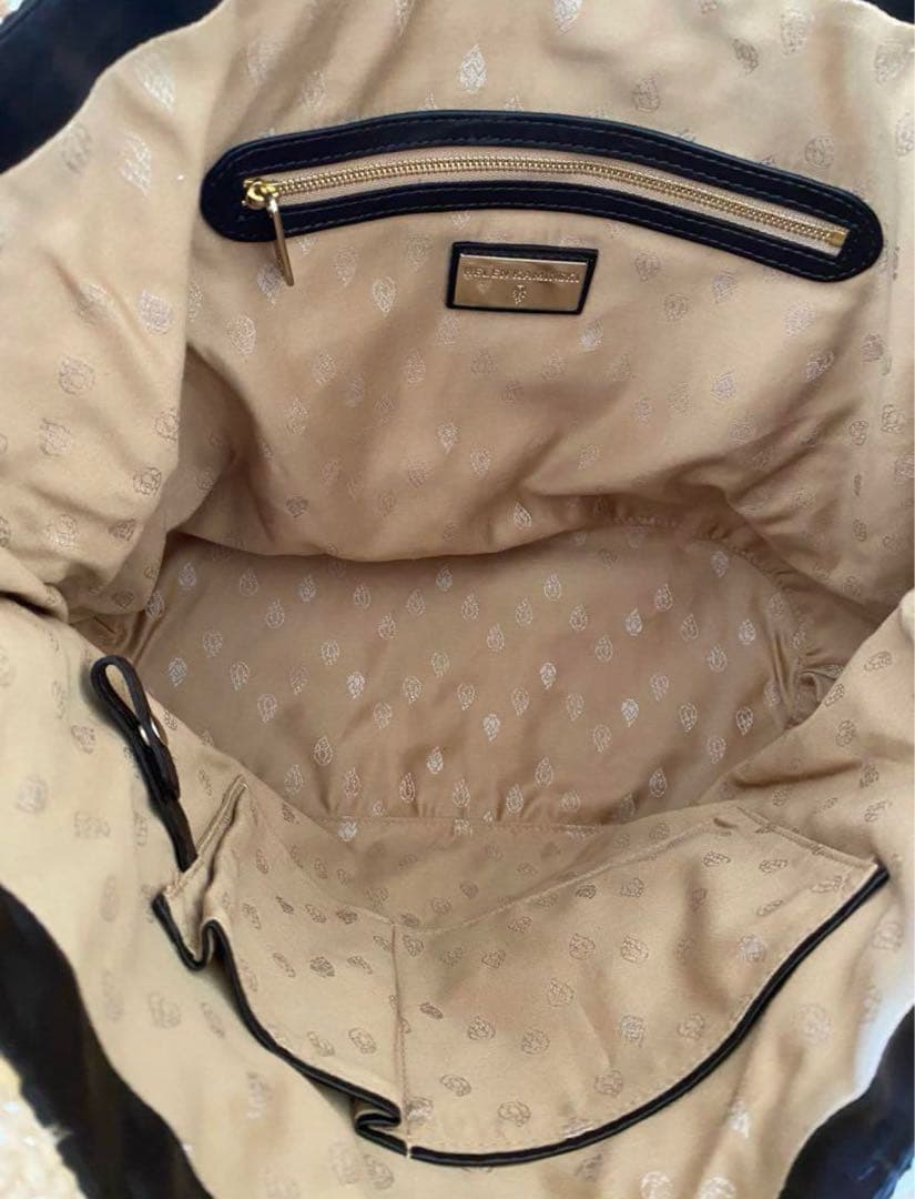 ヘレンカミンスキー レザーハンドル ラフィア トートバッグ