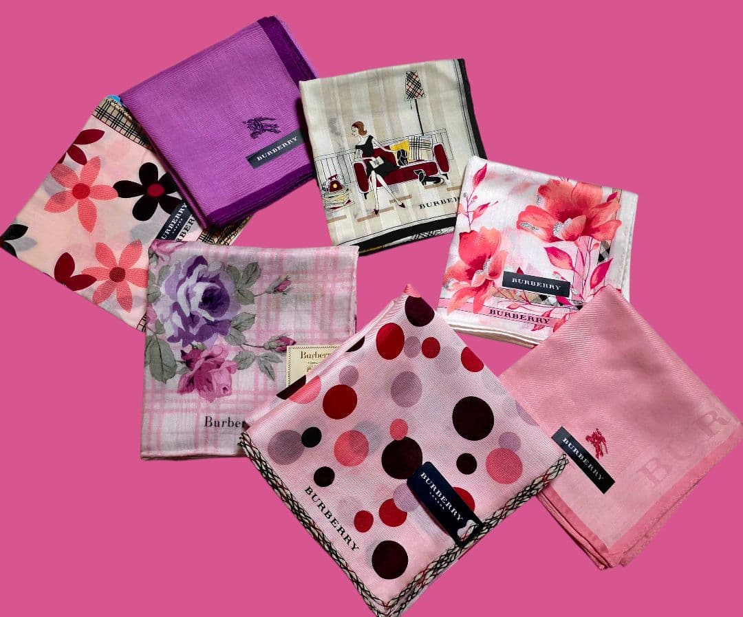 新品 未使用　BURBERRY, ハンカチセット シルク、コットン入り