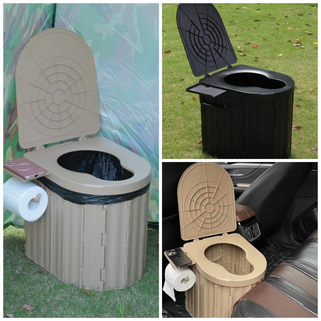 携帯トイレ1個 凝固剤10g500個 汚物袋500袋 カーキ 防災グッズ 簡易