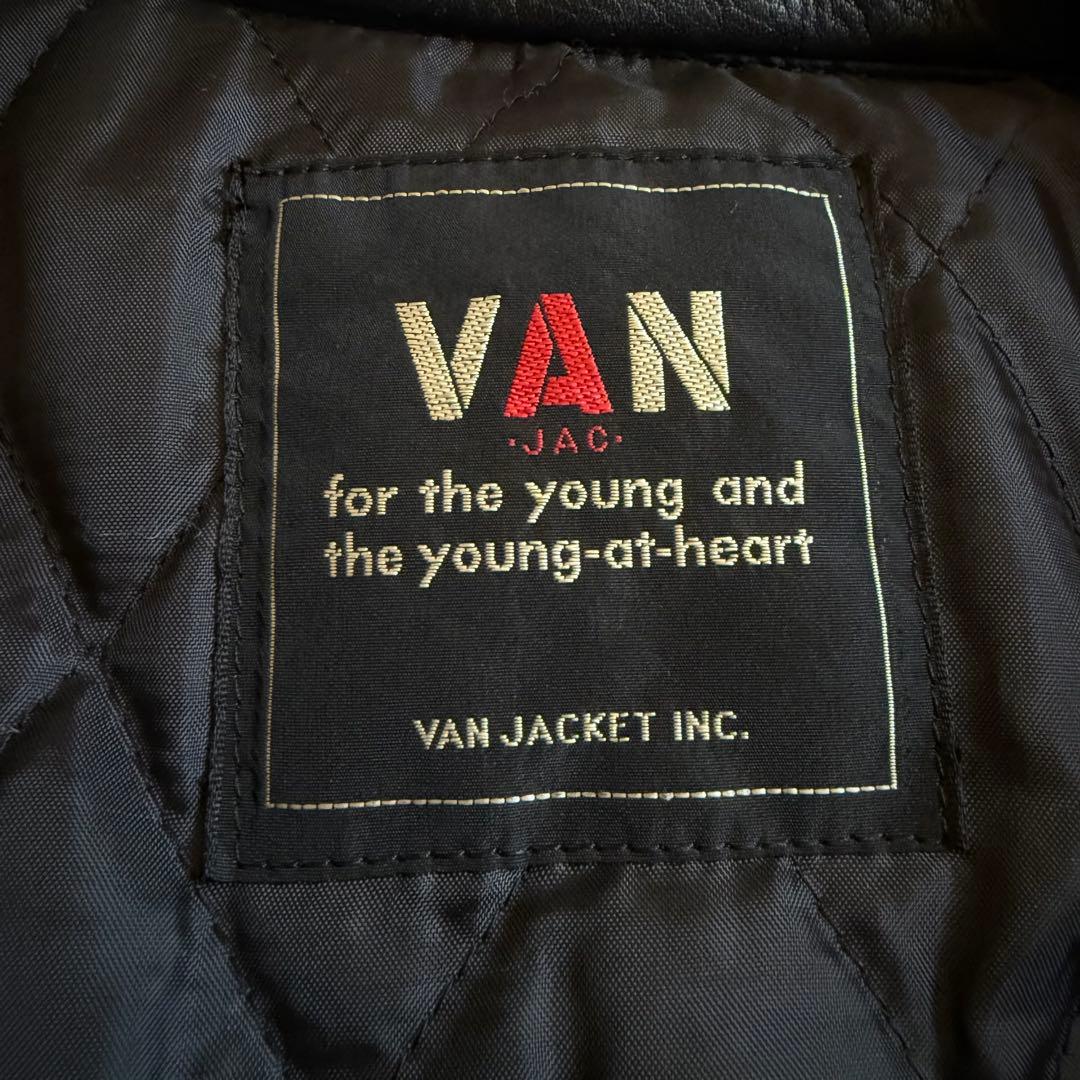 VAN スタジャン レザースリーブ ビックワッペン ビンテージ L