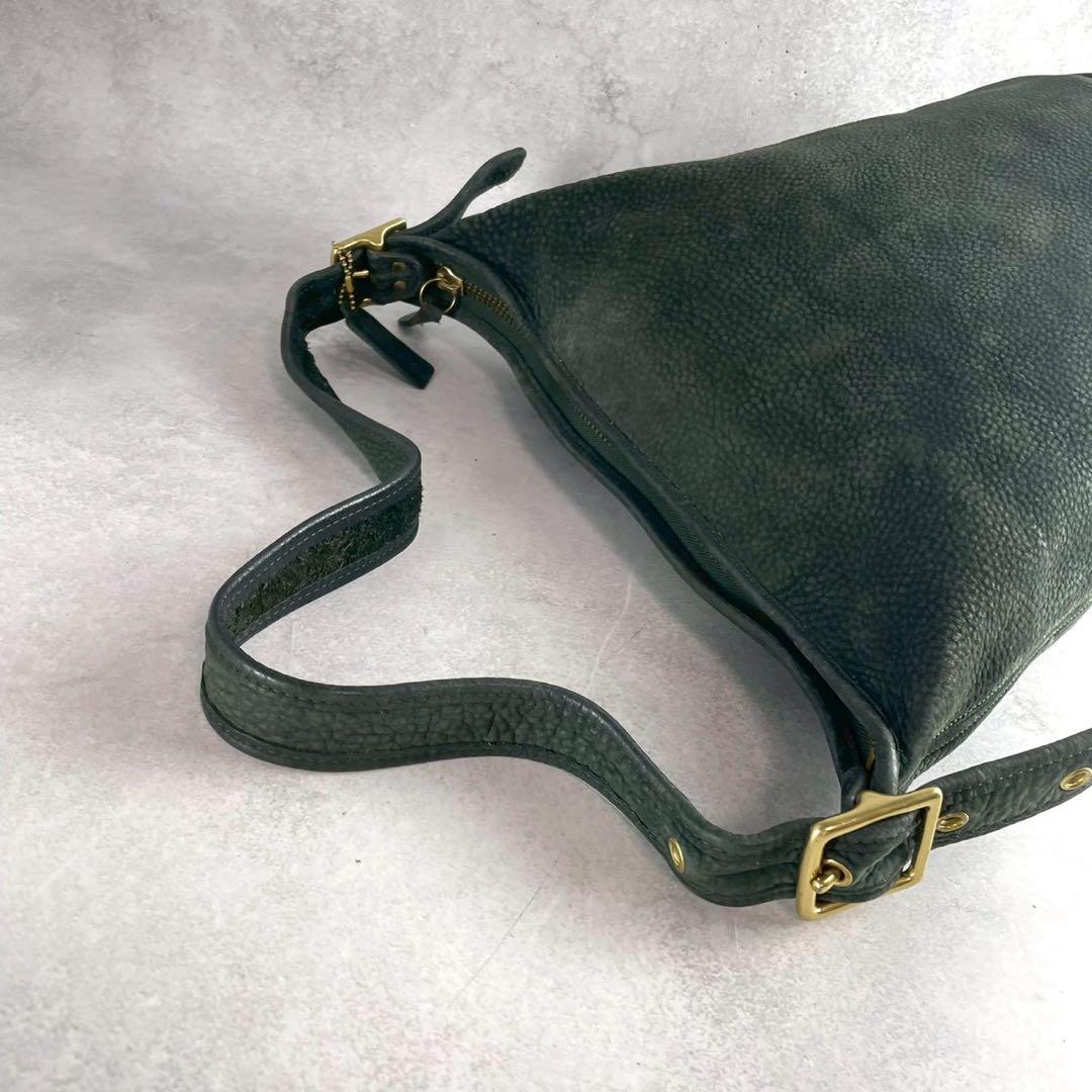 ✨稀少カラー✨美品✨オールドコーチ　バケットバッグ　肩かけ　ヌバックレザー　緑