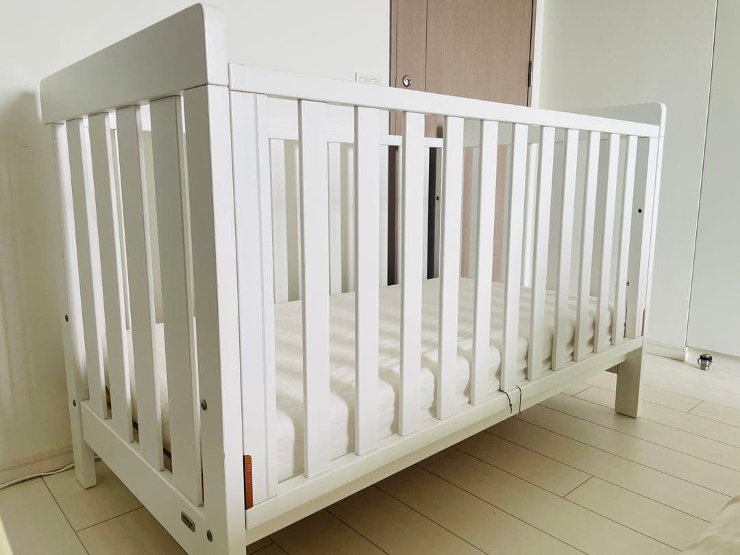 Boori 3in1 6歳まで ベビーベッド ジャズ 天然木製 白 マットレス