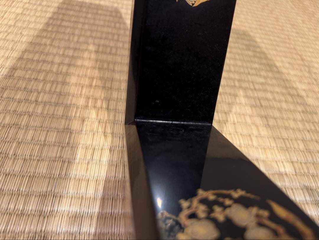 林哲山 花丸蒔絵 炉縁 共箱 木製漆器 茶道具