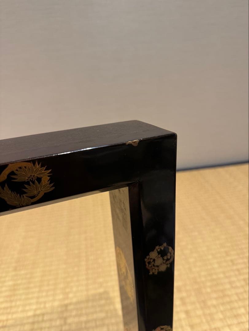 林哲山 花丸蒔絵 炉縁 共箱 木製漆器 茶道具