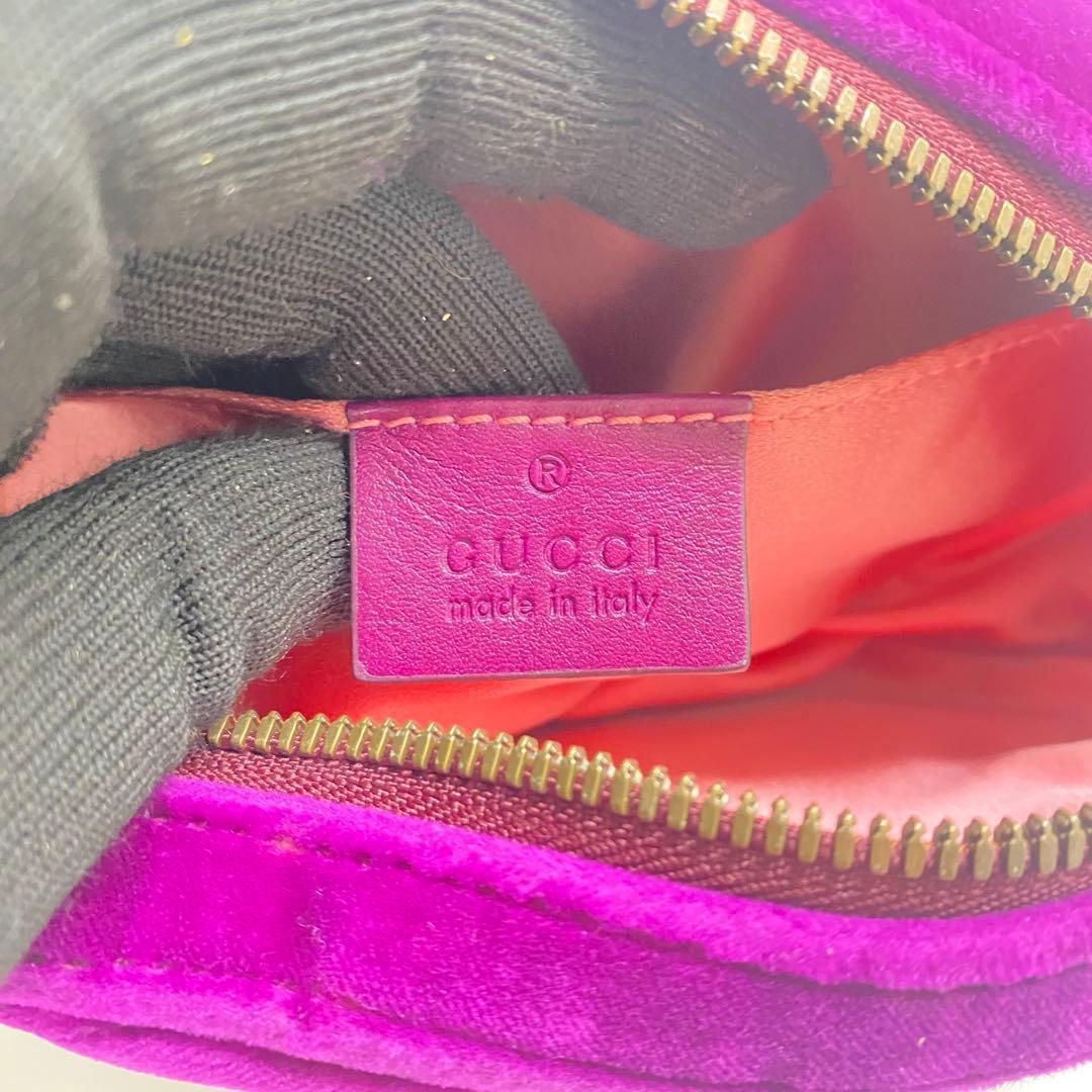 【美品】GUCCI マーモント ベロア ボディバッグ ウエストポーチ パープル