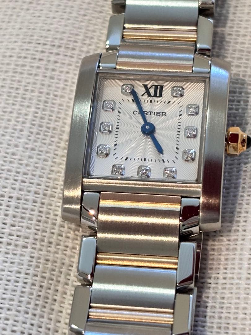 カルティエ 腕時計 タンクフランセーズシルバー 金K18PG コンビ11Pダイヤ