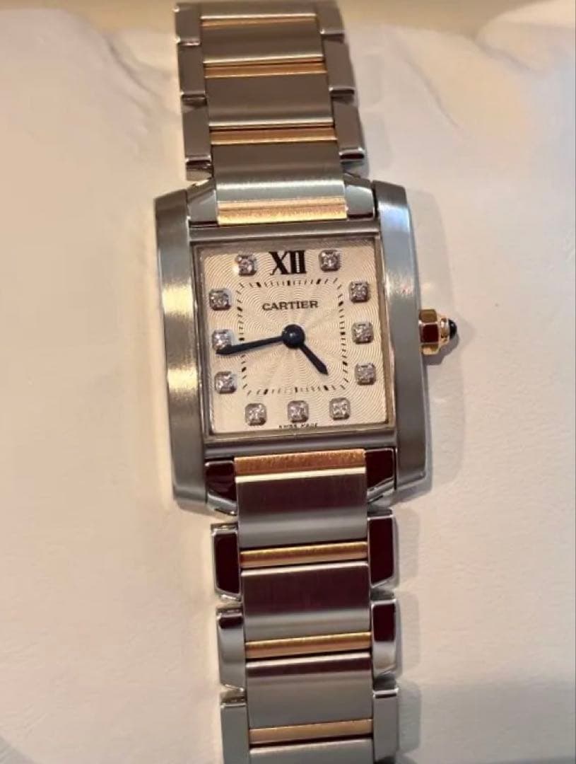 カルティエ 腕時計 タンクフランセーズシルバー 金K18PG コンビ11Pダイヤ