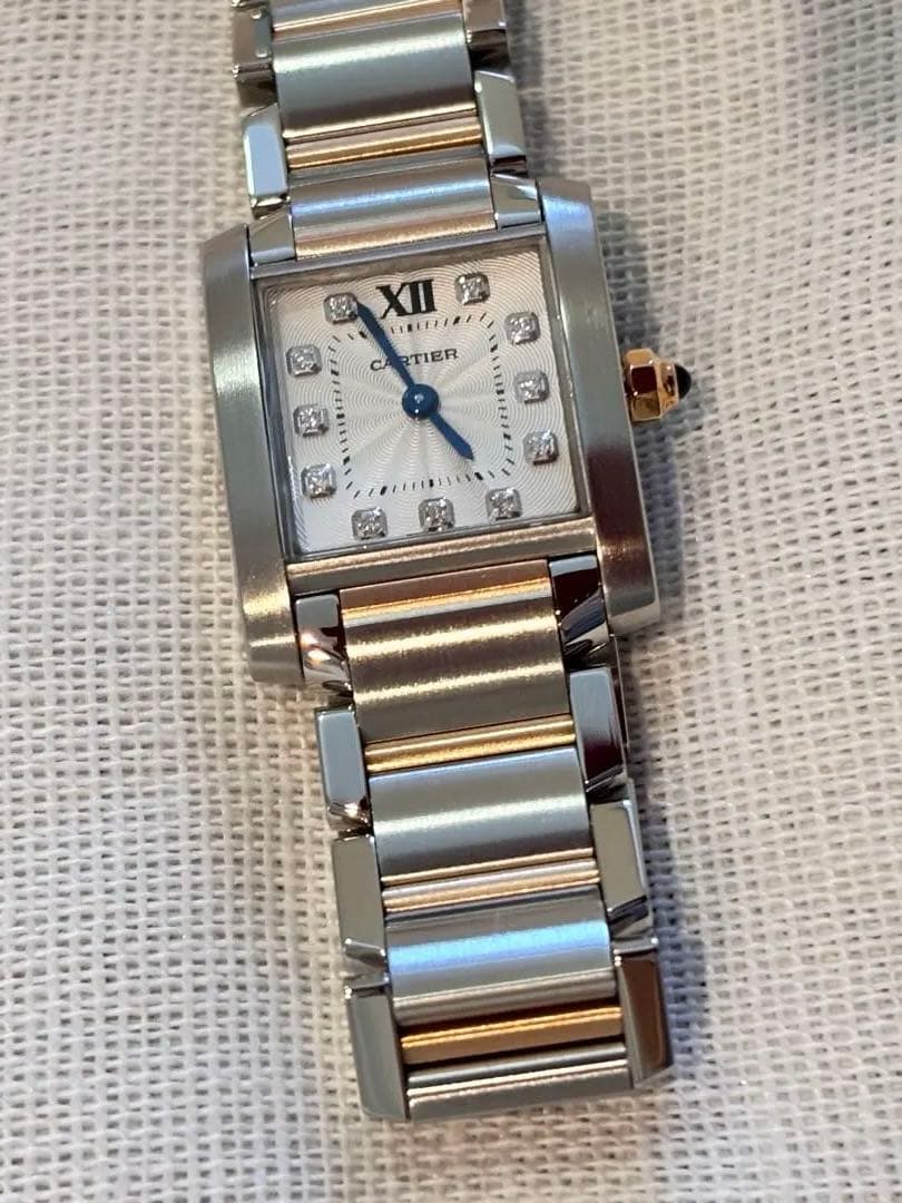 カルティエ 腕時計 タンクフランセーズシルバー 金K18PG コンビ11Pダイヤ