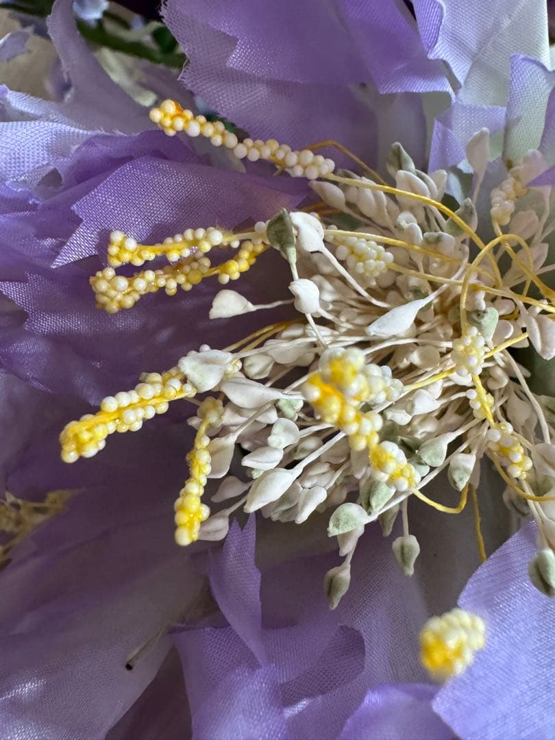 大型 ガラスイエローフラワーベース 造花アレンジ付き