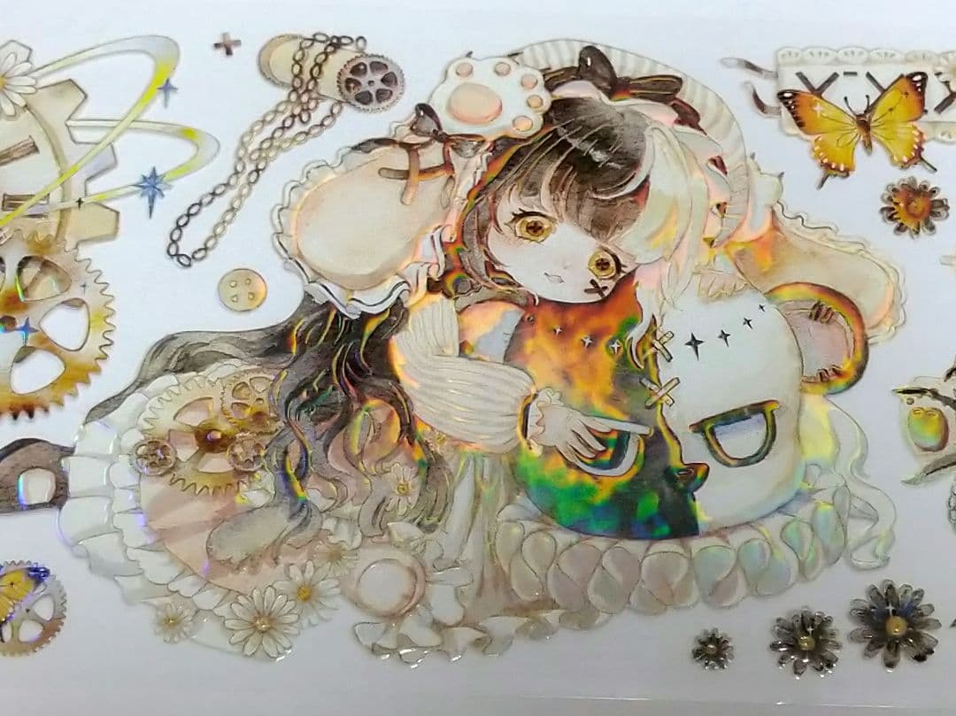 のこり１✩SALE✩J194＃鎏金机械城黑百合(虹光)切売海外人物装飾マステ女子