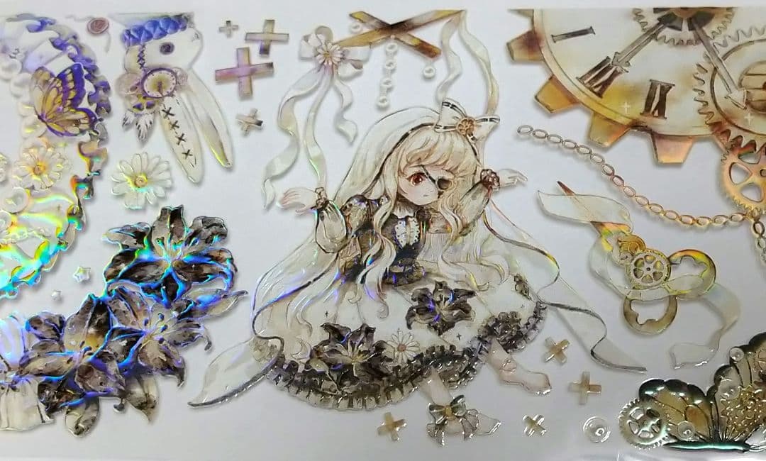 のこり１✩SALE✩J194＃鎏金机械城黑百合(虹光)切売海外人物装飾マステ女子