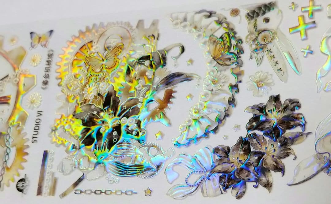 のこり１✩SALE✩J194＃鎏金机械城黑百合(虹光)切売海外人物装飾マステ女子