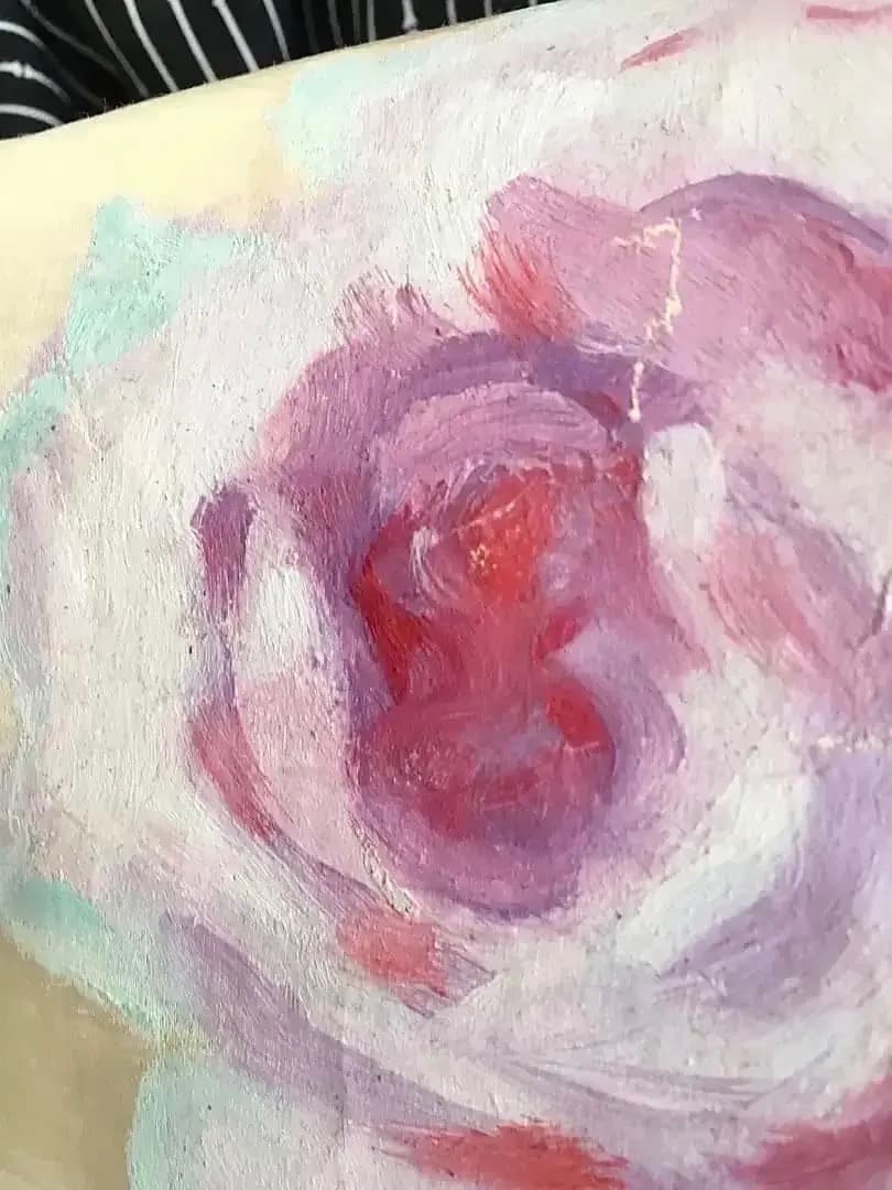 Antique Kimono 薔薇手描き 絵画的 圧倒的迫力 繻子正絹名古屋帯