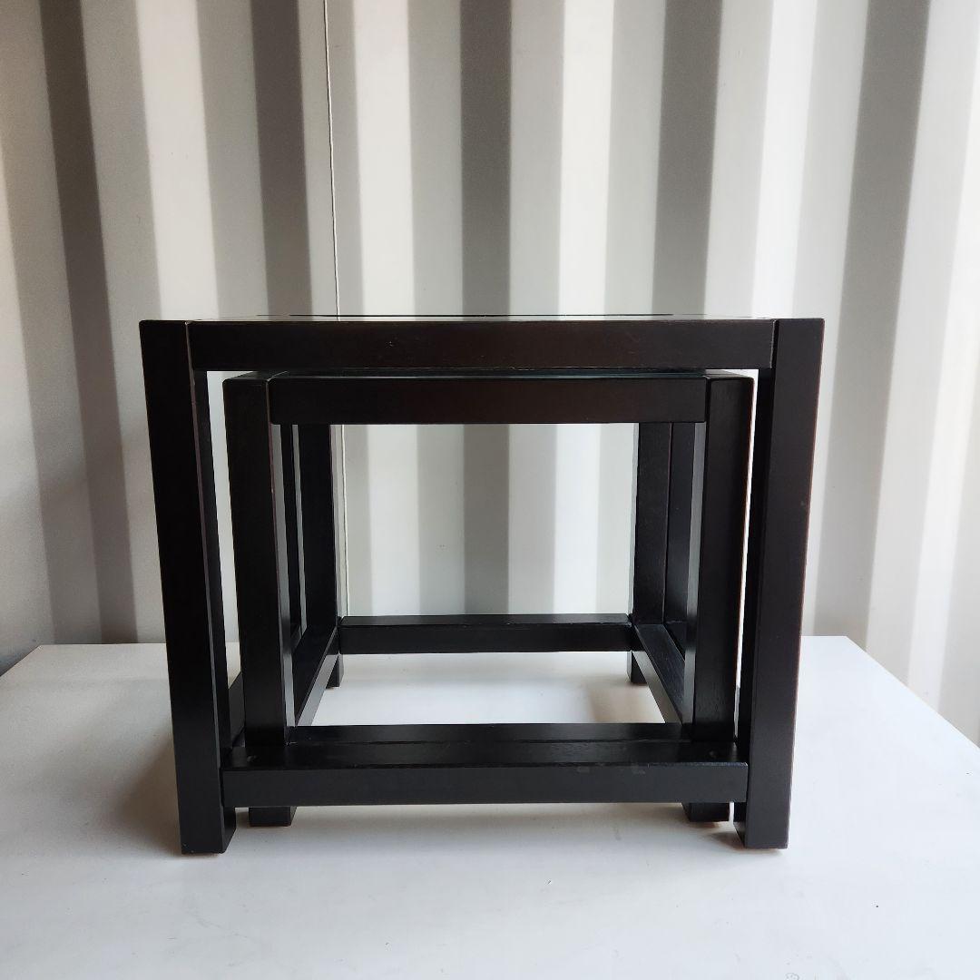 90's vintage IKEA ガラス ネストテーブル サイドテーブル　木製