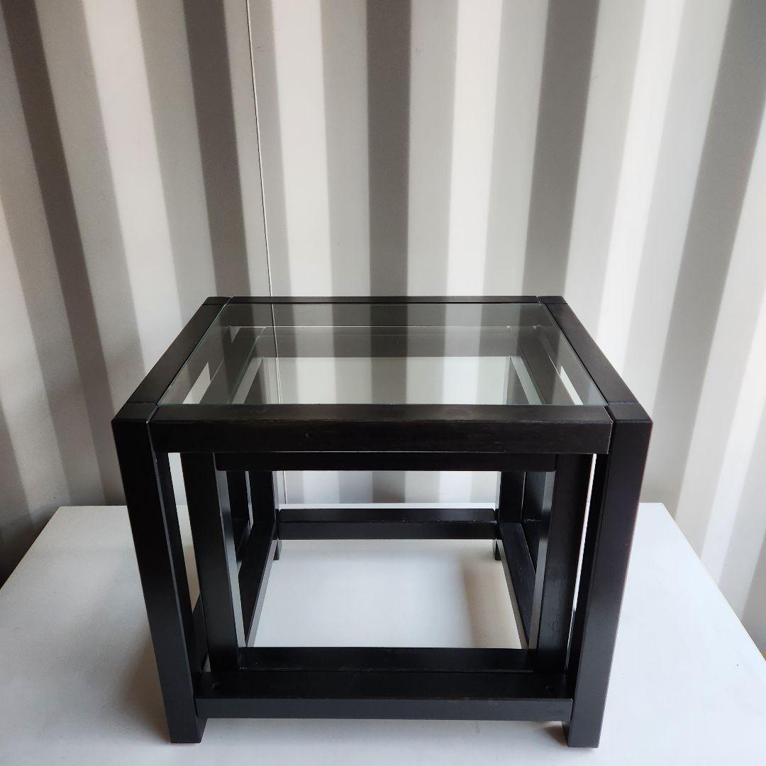 90's vintage IKEA ガラス ネストテーブル サイドテーブル　木製