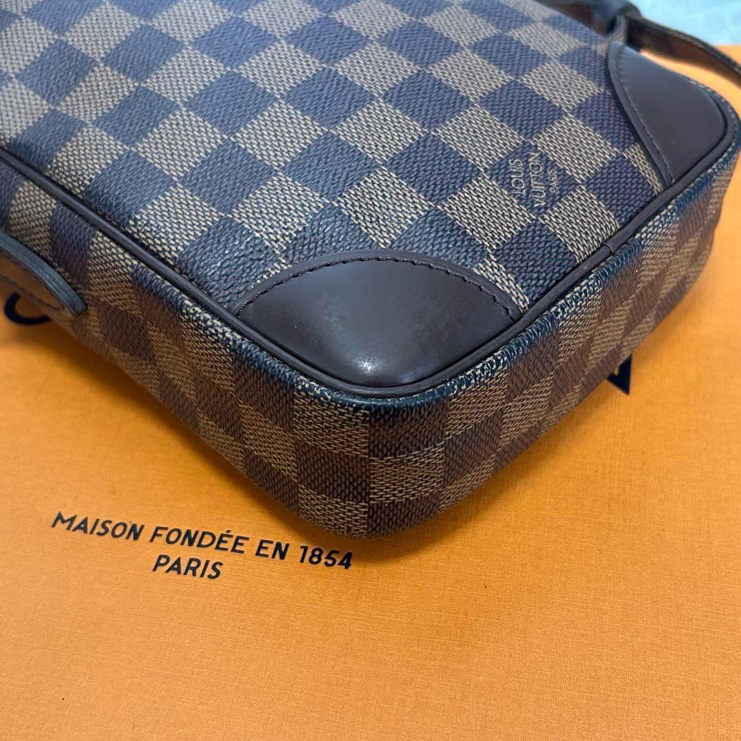 真贋済　ルイヴィトン　ダミエ　ダヌーヴ　ショルダーバッグ　エベヌ