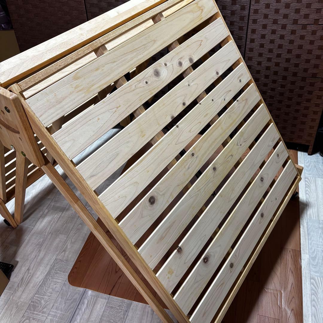 【美品】中居木工 折りたたみスノコベッド シングルサイズ　天然木