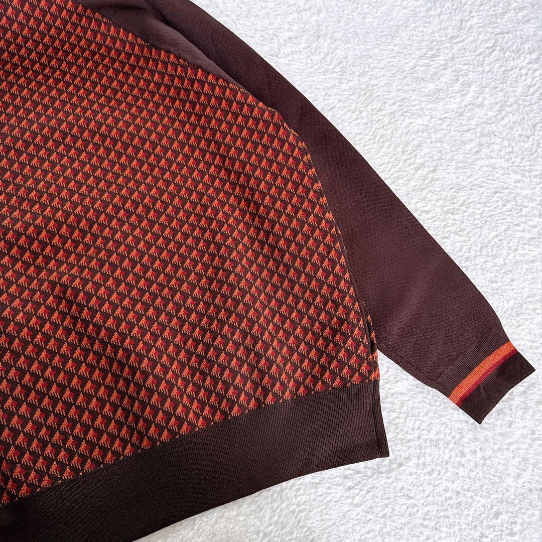 【ZARA】ジャージ風セットアップ ジャガード ブラウンオレンジ系 XLサイズ