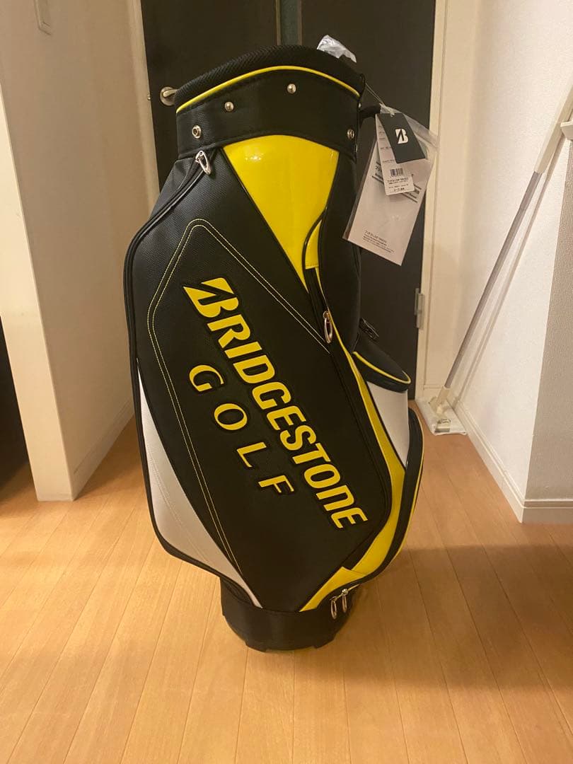 【未使用】BRIDGESTONE キャディバッグ 、ブラック イエロー 9型