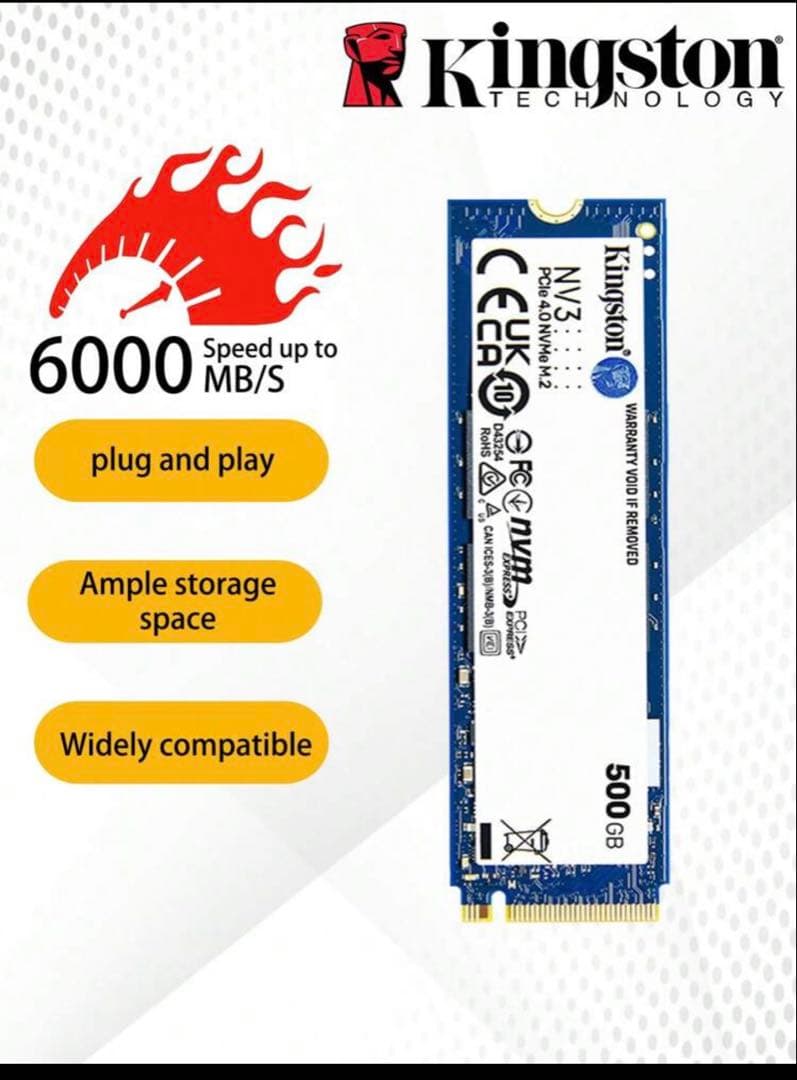 3個Kingston NV3 500GB SSD PCIe 4.0新品未使用