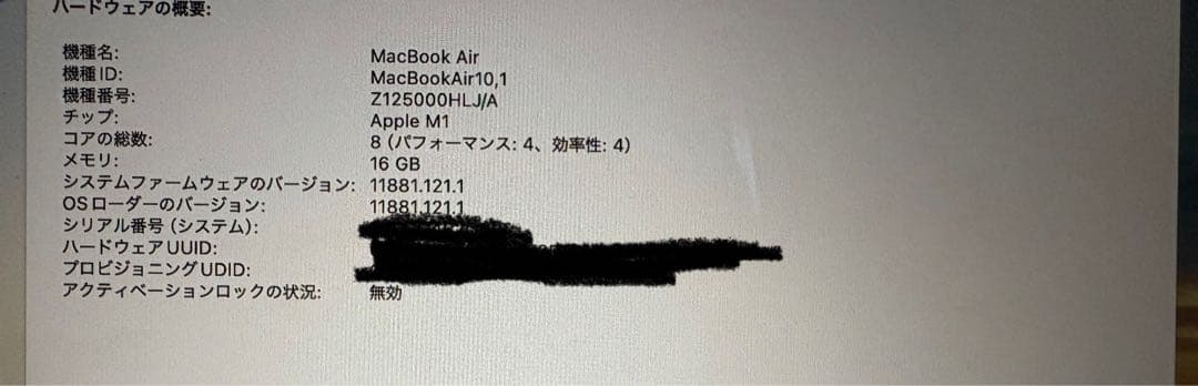 〔美品〕M1 MacBook Air 2020 SSD1TB メモリ16GB