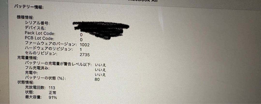 〔美品〕M1 MacBook Air 2020 SSD1TB メモリ16GB