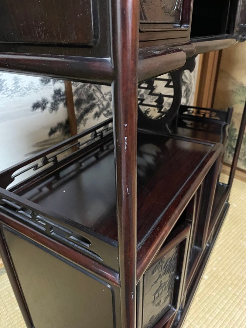 茶棚　アンティーク家具　唐木　花梨　紫檀　収納棚　中国家具　骨董品　古美術品