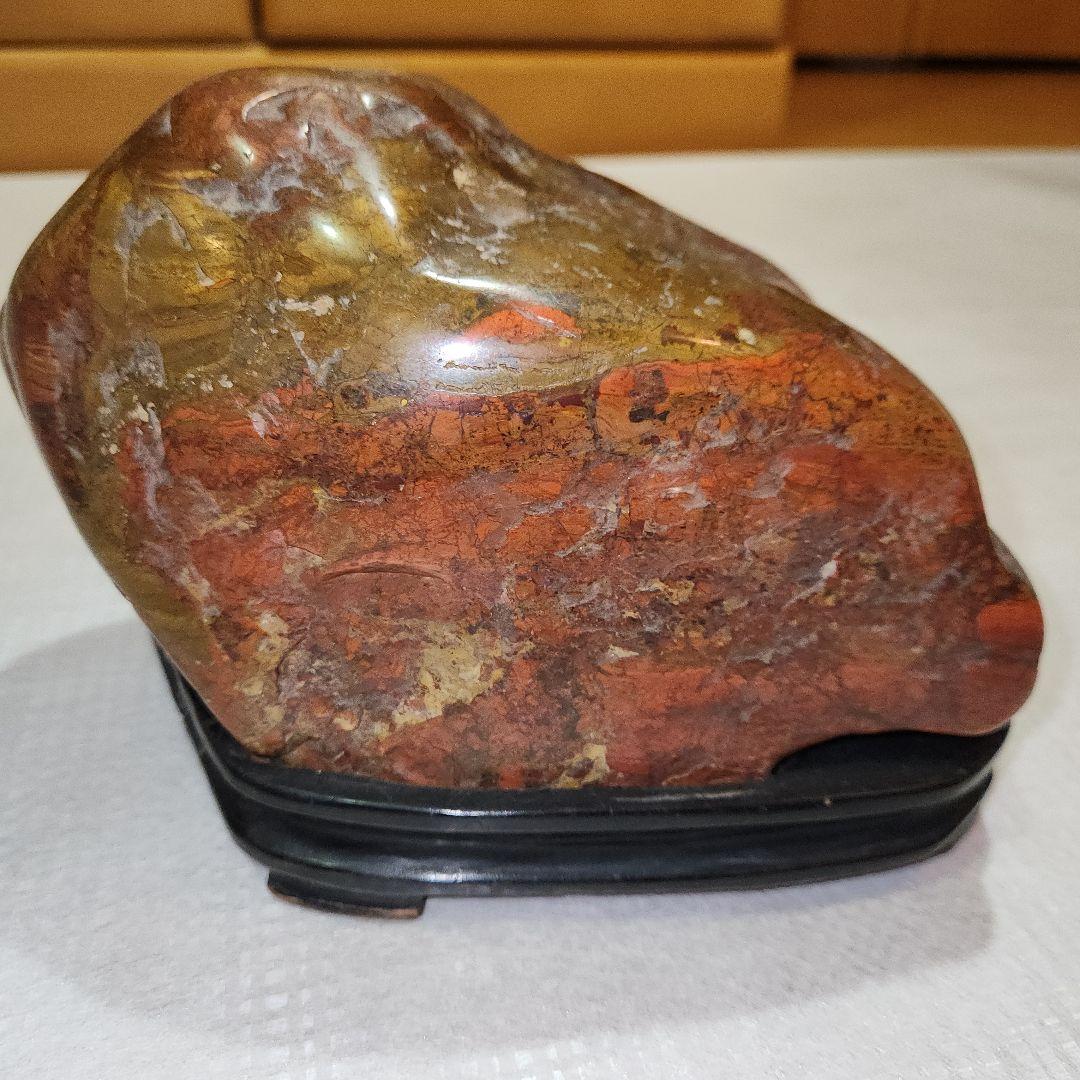 天然石 置物 赤褐色 金色、水石？