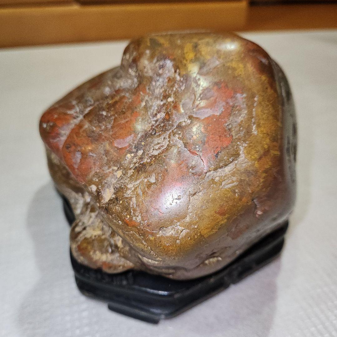 天然石 置物 赤褐色 金色、水石？