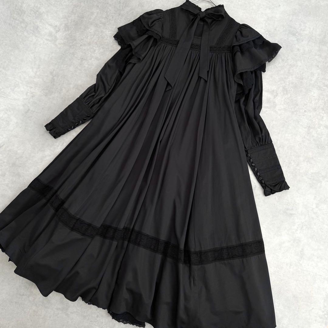 星箱works リリアンヌ姉妹 ロング 黒 無地 ロリィタ クラロリ レース