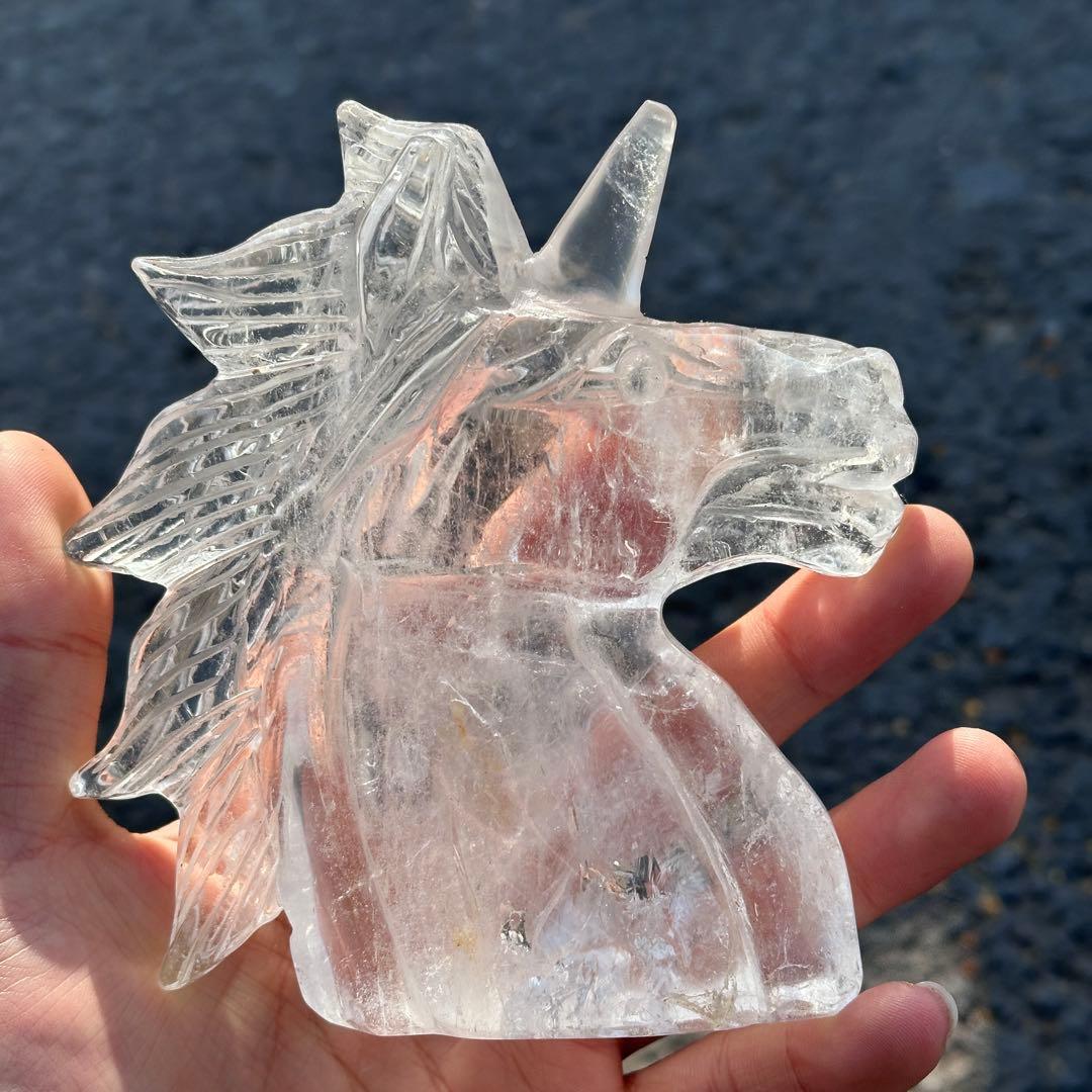 天然石水晶のユニコーン置物　ご購入前に在庫確認必要G.276