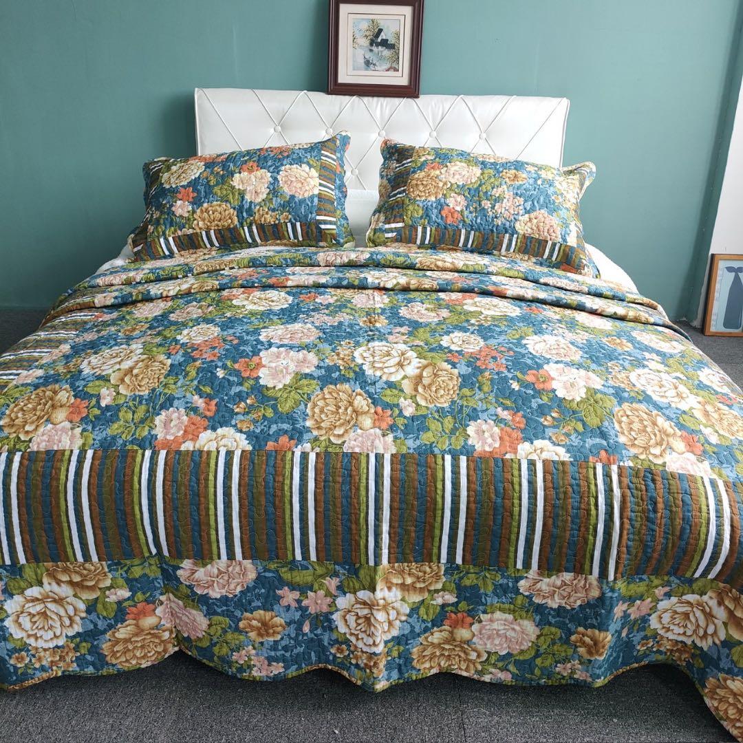 キルトベッドカバー3点セット綿マルチカバー キルティング 316