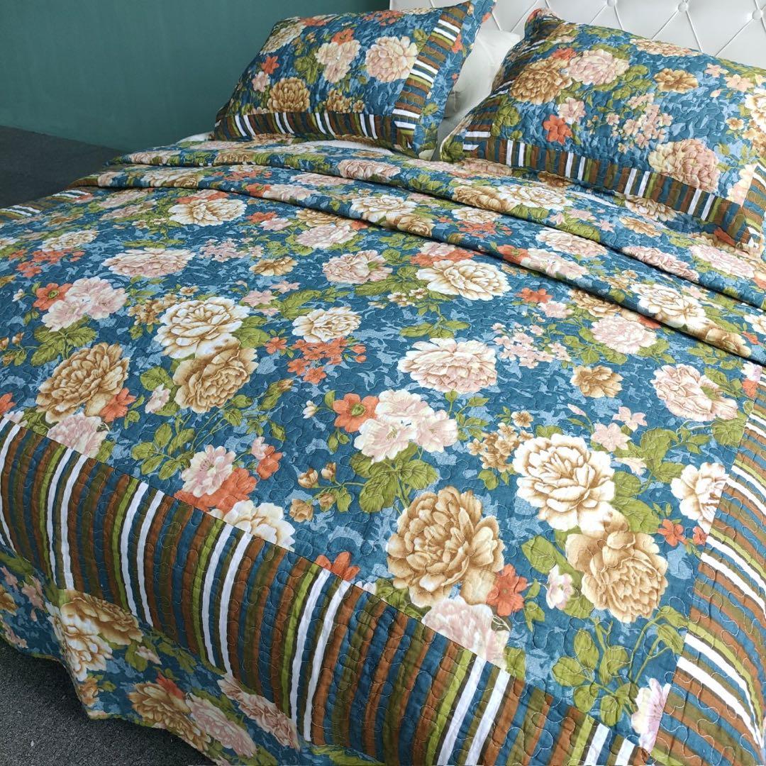 キルトベッドカバー3点セット綿マルチカバー キルティング 316