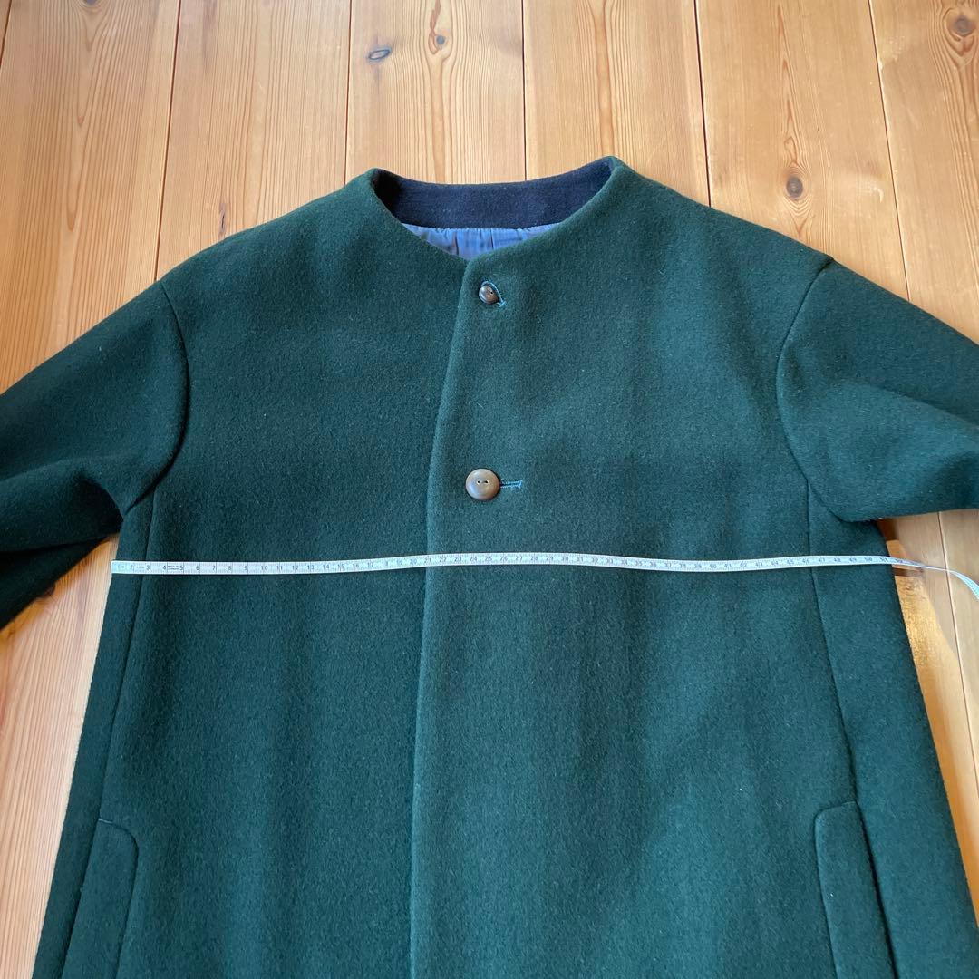 【パラスパレス】ノーカラーコート　ダークグリーン