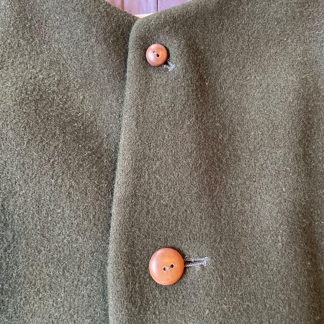 【パラスパレス】ノーカラーコート　ダークグリーン