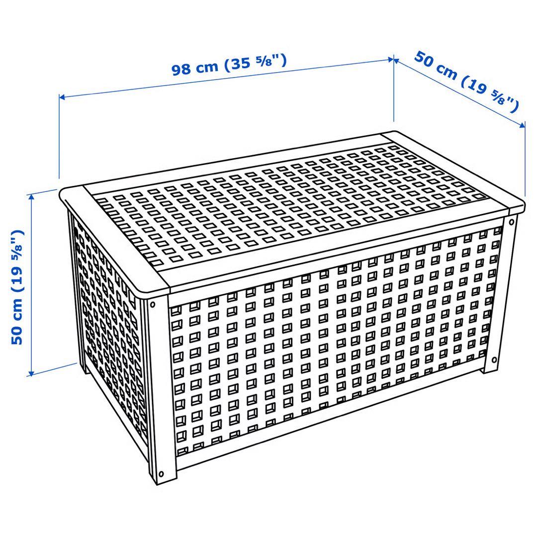 IKEA イケア　HOL ホール　テーブル 収納付き, アカシア材, 98x50