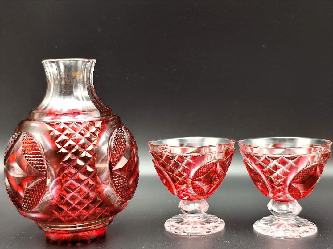 希少品☆薩摩切子 瑞氣 酒器揃（切子、江戸切子、薩摩切子）