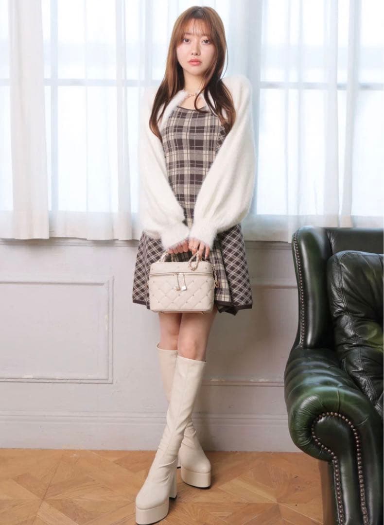 LIP SERVICE【形が選べる】フェザーチェックアンサンブルワンピース