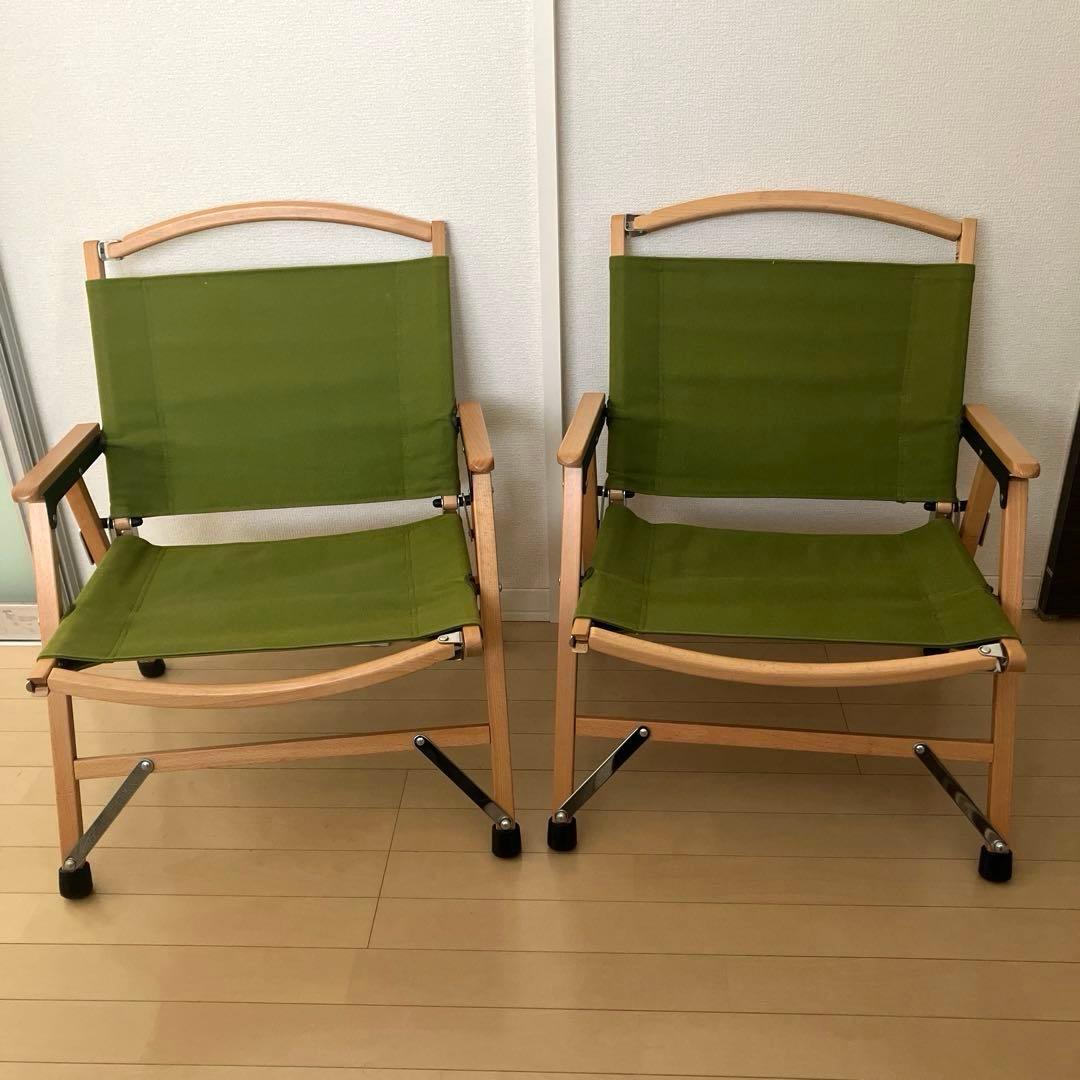 masa　ハイランダー　ウッドフレームチェア　グリーン　2点セット