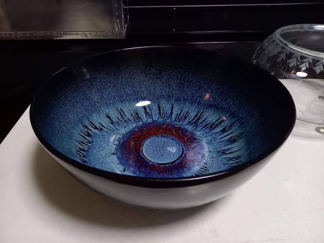 和物　和モダン　釉薬　希少　赤目　天目　陶器　大鉢　メダカ鉢　金魚鉢