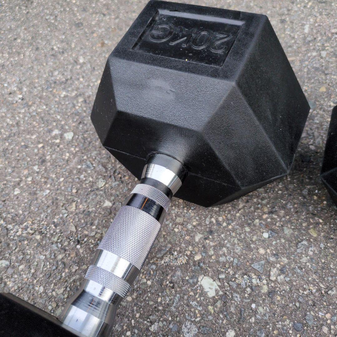 【美品】送料無料★ヘックスダンベル 20㎏ 2個セット ラバーコート